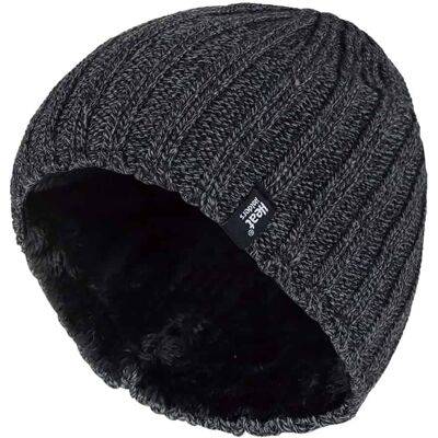 Heat Holders - Herren Fleece gefütterte gerippte Wintermütze Grau Einheitsgröße Heat Holders - Herren Fleece gefütterte gerippte Wintermütze Grau Einheitsgröße