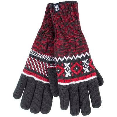 Heat Holders Gestreifte Herren Nordic Fairisle Zig Zag gestrickt Fleece gefüttert warme Handschuhe Holzkohle XS/S Heat Holders Gestreifte Herren Nordic Fairisle Zig Zag gestrickt Fleece gefüttert warme Handschuhe Holzkohle XS/S