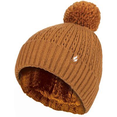 Ladies Thermal Cable Beanie Hat Heat Holders Winter Knitted Pom Pom Hat Soft Ribbed Bobble Hat - Senf Gelb Einheitsgröße Ladies Thermal Cable Beanie Hat Heat Holders Winter Knitted Pom Pom Hat Soft Ribbed Bobble Hat - Senf Gelb Einheitsgröße