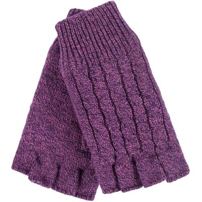 HEAT HOLDERS Damen Winter-Thermo-Fingerlose Handschuhe mit Zopfmuster Lila Einheitsgröße HEAT HOLDERS Damen Winter-Thermo-Fingerlose Handschuhe mit Zopfmuster Lila Einheitsgröße