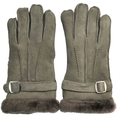 Infinity Leather Graue Luxus-Handschuhe aus Wildleder und Schaffell für Herren mit Schnalle Grau S Infinity Leather Graue Luxus-Handschuhe aus Wildleder und Schaffell für Herren mit Schnalle Grau S