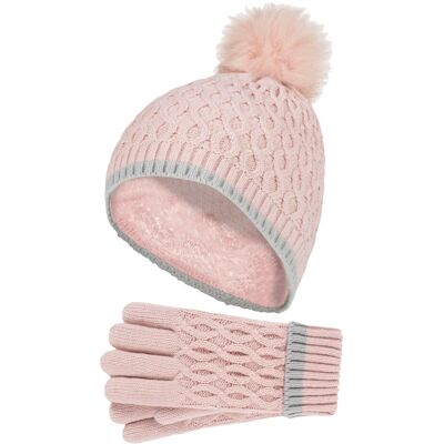 Heat Holders Wärmehalter - Thermoisolierte Pom Pom Bommelmütze und Handschuhe für Mädchen bunte Pastellfarben - Altrosa Rosa 7-10A / 122-140cm Heat Holders Wärmehalter - Thermoisolierte Pom Pom Bommelmütze und Handschuhe für Mädchen bunte Pastellfarben - Altrosa Rosa 7-10A / 122-140cm