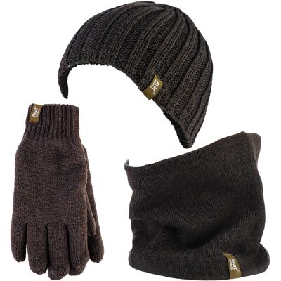 Heat Holders Wärmehalter - Thermische Wintermütze, Halswärmer und Handschuhe aus Fleece für Männer - Khaki Grün Grün L/XL Heat Holders Wärmehalter - Thermische Wintermütze, Halswärmer und Handschuhe aus Fleece für Männer - Khaki Grün Grün L/XL