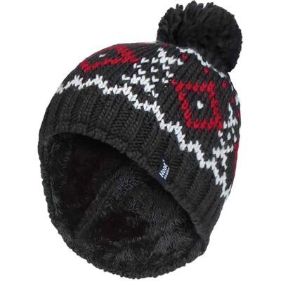 Heat Holders Herren Fleece gefüttert Thermal Winter Warm Beanie Bommelmütze mit Pom Pom Dunkelgrau Einheitsgröße Heat Holders Herren Fleece gefüttert Thermal Winter Warm Beanie Bommelmütze mit Pom Pom Dunkelgrau Einheitsgröße