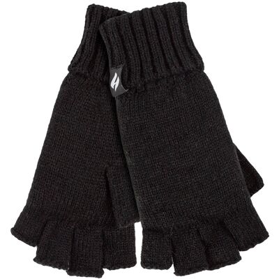 Ladies Solid Knitted Fingerless Gloves HEAT HOLDERS Schwarz Schwarz Einheitsgröße Ladies Solid Knitted Fingerless Gloves HEAT HOLDERS Schwarz Schwarz Einheitsgröße
