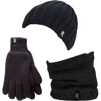 Heat Holders Wärmehalter - Thermische Wintermütze, Halswärmer und Handschuhe aus Fleece für Männer - Schwarz Schwarz M/L Heat Holders Wärmehalter - Thermische Wintermütze, Halswärmer und Handschuhe aus Fleece für Männer - Schwarz Schwarz M/L