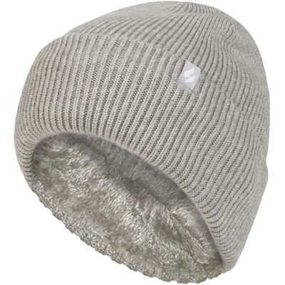 Heat Holders Damen Fleece gefütterte gerippte Überwurfmütze Wärmehalter Thermomütze für den Winter - Hellgrau Grau Einheitsgröße Heat Holders Damen Fleece gefütterte gerippte Überwurfmütze Wärmehalter Thermomütze für den Winter - Hellgrau Grau Einheitsgröße