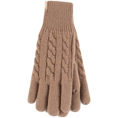 Heat Holders Damen Kabelstrick 2.3 Tog Fleecegefütterte Thermo-Winterhandschuhe Beige M/L Heat Holders Damen Kabelstrick 2.3 Tog Fleecegefütterte Thermo-Winterhandschuhe Beige M/L