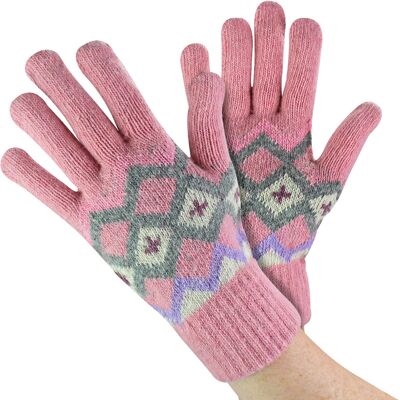 Sock Snob Damen Wollhandschuhe Süße Fairisle-Handschuhe für kaltes Wetter Rosa Einheitsgröße Sock Snob Damen Wollhandschuhe Süße Fairisle-Handschuhe für kaltes Wetter Rosa Einheitsgröße