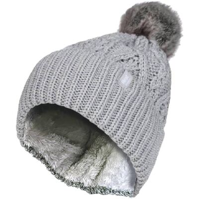Heat Holders Damen Strickmütze mit Umschlag und Pompon Grau Einheitsgröße Heat Holders Damen Strickmütze mit Umschlag und Pompon Grau Einheitsgröße