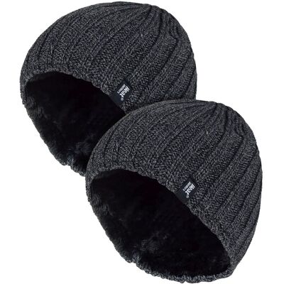 Heat Holders Herren Chunky Weiche Winter Rippmütze - 2er Pack Grau Einheitsgröße Heat Holders Herren Chunky Weiche Winter Rippmütze - 2er Pack Grau Einheitsgröße