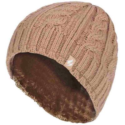 Heat Holders Damen Kabelstrick 3,4 Tog Fleece-Futter Thermo Wintermütze Beige Einheitsgröße Heat Holders Damen Kabelstrick 3,4 Tog Fleece-Futter Thermo Wintermütze Beige Einheitsgröße