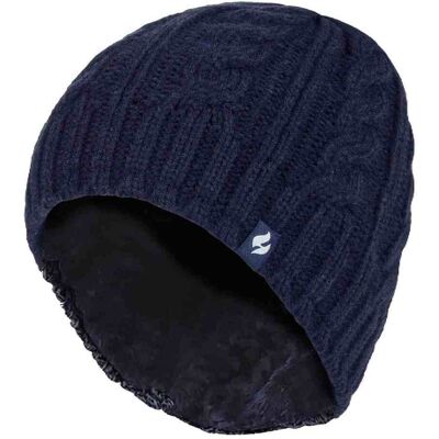Heat Holders Damen Kabelstrick 3,4 Tog Fleece gefütterte thermische Wintermütze Marine Einheitsgröße Heat Holders Damen Kabelstrick 3,4 Tog Fleece gefütterte thermische Wintermütze Marine Einheitsgröße