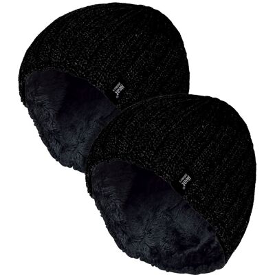Heat Holders Herren Chunky Weicher Winter Ribbed Hut - 2er Pack Schwarz Einheitsgröße Heat Holders Herren Chunky Weicher Winter Ribbed Hut - 2er Pack Schwarz Einheitsgröße