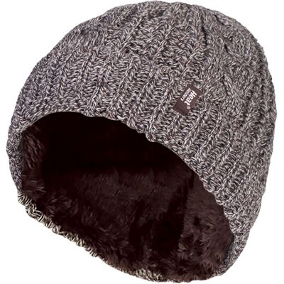 Heat Holders Damen Kabel-Umdrehung Warm Thermal Beanie Mütze Grau Einheitsgröße Heat Holders Damen Kabel-Umdrehung Warm Thermal Beanie Mütze Grau Einheitsgröße