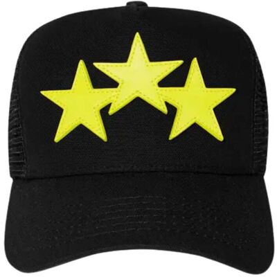 Amiri Three Star Trucker Cap Schwarz Limette Schwarz Einheitsgröße Amiri Three Star Trucker Cap Schwarz Limette Schwarz Einheitsgröße