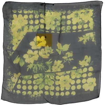 GF Ferre Blumen-Seidenschal mit gelben Punkten Grau Einheitsgröße GF Ferre Blumen-Seidenschal mit gelben Punkten Grau Einheitsgröße