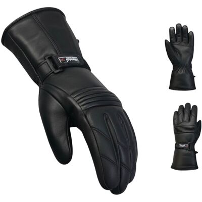 Infinity Leather Thermohandschuhe für Herren, gepolstert, schwarzes Leder, wasserdicht, Winter- und Sommer-Bikerschutz Schwarz M Infinity Leather Thermohandschuhe für Herren, gepolstert, schwarzes Leder, wasserdicht, Winter- und Sommer-Bikerschutz Schwarz M