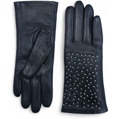 Infinity Leather Schwarze italienische Leder-Fahrhandschuhe für Damen mit weichem Wollfutter, Winterdesign und Nietenbesatz Schwarz M Infinity Leather Schwarze italienische Leder-Fahrhandschuhe für Damen mit weichem Wollfutter, Winterdesign und Nietenbesatz Schwarz M
