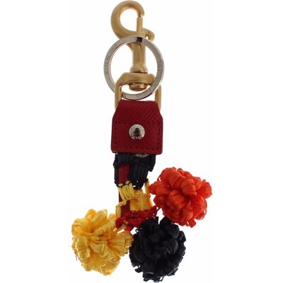 Dolce & Gabbana Goldgelbe Raffia-Leder-Clipsucherkette Schlüsselanhänger Mehrfarbig Einheitsgröße Dolce & Gabbana Goldgelbe Raffia-Leder-Clipsucherkette Schlüsselanhänger Mehrfarbig Einheitsgröße