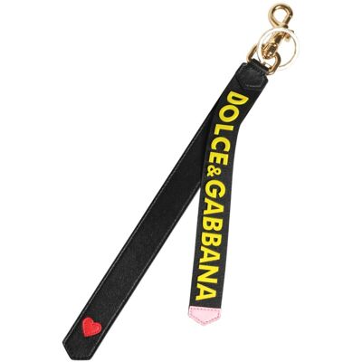 Dolce & Gabbana Schwarzer Gelber Logo Leder Messing Halter Schlüsselanhänger Schlüsselring Schwarz Einheitsgröße Dolce & Gabbana Schwarzer Gelber Logo Leder Messing Halter Schlüsselanhänger Schlüsselring Schwarz Einheitsgröße