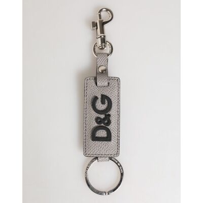 Dolce & Gabbana Grauer Leder-Logo-Metallring-Schlüsselanhänger für Männer Grau Einheitsgröße Dolce & Gabbana Grauer Leder-Logo-Metallring-Schlüsselanhänger für Männer Grau Einheitsgröße