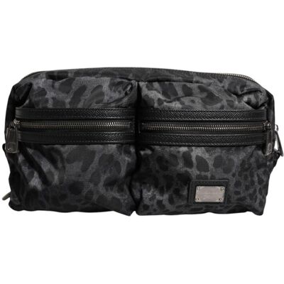 Dolce & Gabbana Schwarze Graue Leopard DG Logo Gürtel Hüfttasche Schwarz Einheitsgröße Dolce & Gabbana Schwarze Graue Leopard DG Logo Gürtel Hüfttasche Schwarz Einheitsgröße