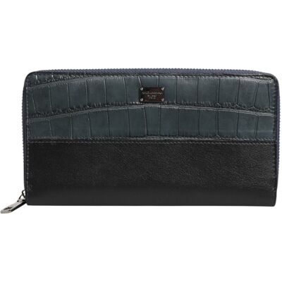 Dolce & Gabbana Schwarze Blaue Exklusive Leder Herren Continental Clutch Geldbörse Schwarz Blau Einheitsgröße Dolce & Gabbana Schwarze Blaue Exklusive Leder Herren Continental Clutch Geldbörse Schwarz Blau Einheitsgröße