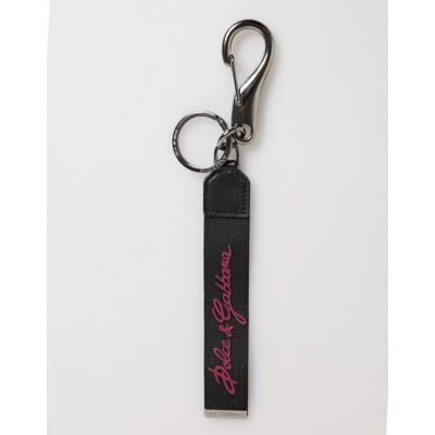 Dolce & Gabbana Schwarzer Burgunder Polyester DG Logo Männer Schlüsselanhänger Schlüsselring Schwarz Einheitsgröße Dolce & Gabbana Schwarzer Burgunder Polyester DG Logo Männer Schlüsselanhänger Schlüsselring Schwarz Einheitsgröße