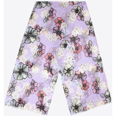 Wittchen Damenschal mit zartem Blumenmuster, cremefarben und lila, Polyester Creme Einheitsgröße Wittchen Damenschal mit zartem Blumenmuster, cremefarben und lila, Polyester Creme Einheitsgröße