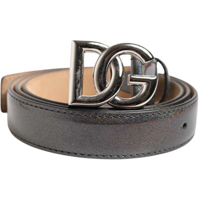 Dolce & Gabbana Metallic Leder Gürtel mit silbernem Logo-Schnalle Mehrfarben 80cm Dolce & Gabbana Metallic Leder Gürtel mit silbernem Logo-Schnalle Mehrfarben 80cm