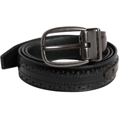 Dolce & Gabbana Schwarz Braun Leder Klassischer Metallverschluss Gürtel Schwarz 95cm Dolce & Gabbana Schwarz Braun Leder Klassischer Metallverschluss Gürtel Schwarz 95cm