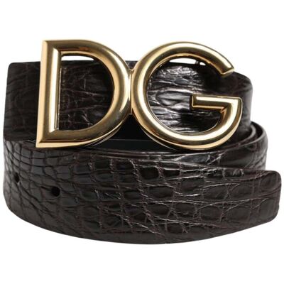 Dolce & Gabbana Schwarzer Exotischer Leder-Gürtel mit DG-Logo-Schnalle Schwarz 105cm Dolce & Gabbana Schwarzer Exotischer Leder-Gürtel mit DG-Logo-Schnalle Schwarz 105cm