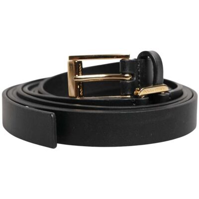 Dolce & Gabbana Schwarzer Leder-Gürtel mit doppeltem Riemen und goldener Schnalle Schwarz Einheitsgröße Dolce & Gabbana Schwarzer Leder-Gürtel mit doppeltem Riemen und goldener Schnalle Schwarz Einheitsgröße
