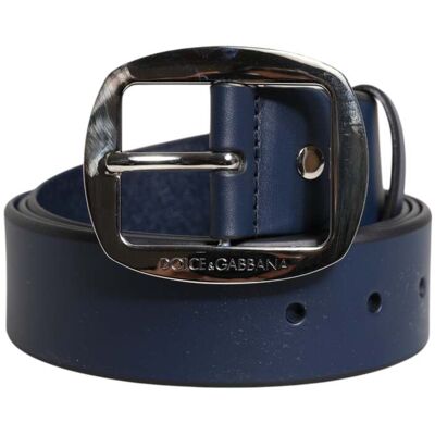Dolce & Gabbana Blauer Kalbleder Gürtel mit klassischer Metall-Schnalle Blau Einheitsgröße Dolce & Gabbana Blauer Kalbleder Gürtel mit klassischer Metall-Schnalle Blau Einheitsgröße