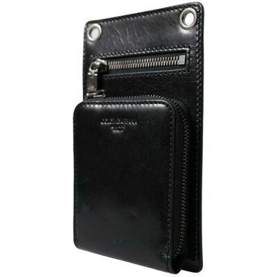 Dolce & Gabbana Geldbörse Schwarzes Pferdeleder Reißverschluss Logo Crossbody mit Handyfach Schwarz Einheitsgröße Dolce & Gabbana Geldbörse Schwarzes Pferdeleder Reißverschluss Logo Crossbody mit Handyfach Schwarz Einheitsgröße