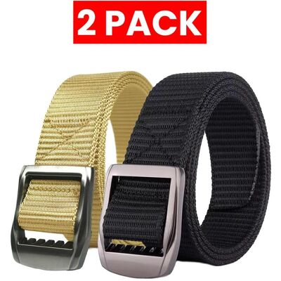 Enzo 2er Pack Herren Leinengürtel - Beige & Schwarz Mehrfarben S/M Enzo 2er Pack Herren Leinengürtel - Beige & Schwarz Mehrfarben S/M