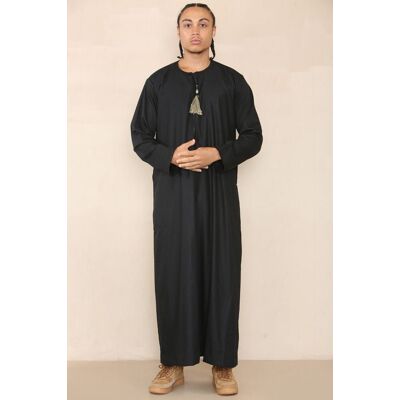 Thobez Schwarzer Thobe Jubba für Herren, saudi-arabischer Eid-Emirati-Kaftan, Jubbah-Quastenrobe Schwarzes Gold 54 Thobez Schwarzer Thobe Jubba für Herren, saudi-arabischer Eid-Emirati-Kaftan, Jubbah-Quastenrobe Schwarzes Gold 54