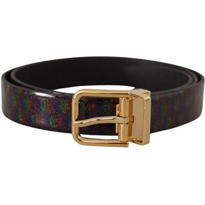 Dolce & Gabbana Regenbogen Glitzer Lackleder Gürtel Schwarz Einheitsgröße Dolce & Gabbana Regenbogen Glitzer Lackleder Gürtel Schwarz Einheitsgröße
