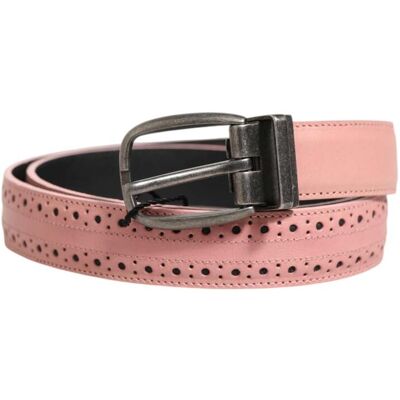 Dolce & Gabbana Pink Leder Gürtel mit durchbrochenen Details und Schnalle Rosa 95cm Dolce & Gabbana Pink Leder Gürtel mit durchbrochenen Details und Schnalle Rosa 95cm
