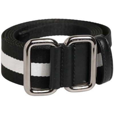 Dolce & Gabbana Schwarz-Weiße Gestreifte Metallschnalle Herren-Gürtel Schwarz 105cm Dolce & Gabbana Schwarz-Weiße Gestreifte Metallschnalle Herren-Gürtel Schwarz 105cm