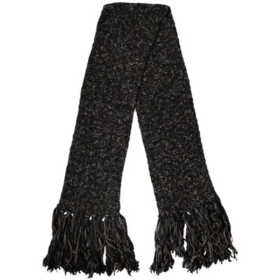 Dolce & Gabbana Schwarzer Wollfransen Halswickel Foulard Schal Schwarz Einheitsgröße Dolce & Gabbana Schwarzer Wollfransen Halswickel Foulard Schal Schwarz Einheitsgröße