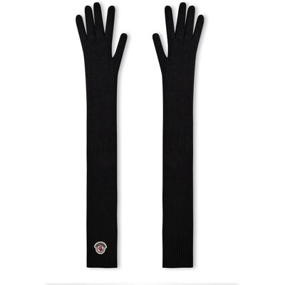 Moncler Lange Handschuhe aus Schurwolle mit Logo-Patch Schwarz Einheitsgröße Moncler Lange Handschuhe aus Schurwolle mit Logo-Patch Schwarz Einheitsgröße