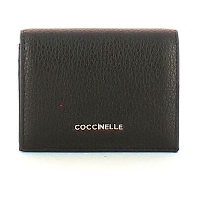 Coccinelle Metallischer Soft-Kartenhalter aus genarbtem Leder Schwarz Einheitsgröße Coccinelle Metallischer Soft-Kartenhalter aus genarbtem Leder Schwarz Einheitsgröße