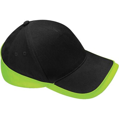 Beechfield - "Teamwear Competition" Baseball-Mütze (Schwarz/Limone) Schwarz Einheitsgröße Beechfield - "Teamwear Competition" Baseball-Mütze (Schwarz/Limone) Schwarz Einheitsgröße