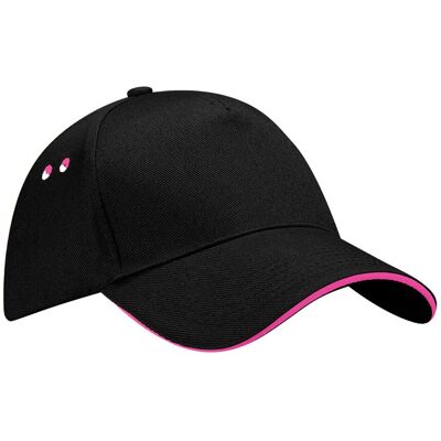 Beechfield - "Ultimate" Kappe Sandwichschirm für Herren/Damen Unisex (Schwarz/Fuchsie) Schwarz Einheitsgröße Beechfield - "Ultimate" Kappe Sandwichschirm für Herren/Damen Unisex (Schwarz/Fuchsie) Schwarz Einheitsgröße