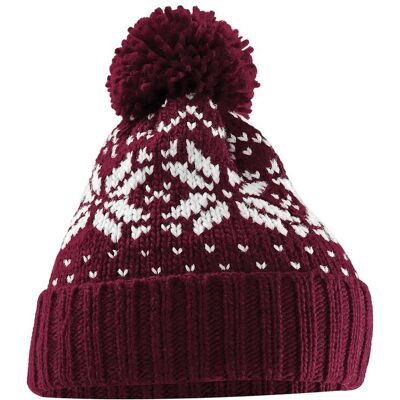 Beechfield - "Snowstar" Mütze für Herren/Damen Unisex (Burgunderrot/Weiß) Burgund Einheitsgröße Beechfield - "Snowstar" Mütze für Herren/Damen Unisex (Burgunderrot/Weiß) Burgund Einheitsgröße