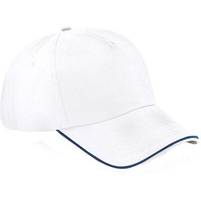 Beechfield Unisex Authentic 5 Panel Baseballkappe Für Erwachsene (Weiß/Navy) Weiß Einheitsgröße Beechfield Unisex Authentic 5 Panel Baseballkappe Für Erwachsene (Weiß/Navy) Weiß Einheitsgröße