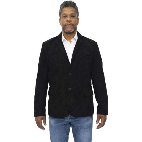 Infinity Leather Schlanker italienischer Herren-Blazer aus Ziegenveloursleder – Alexandria Schwarz XS