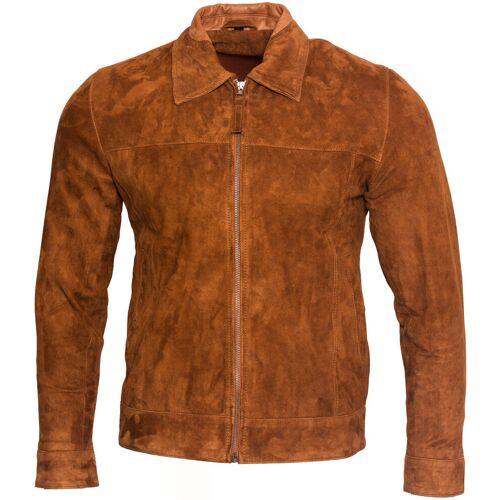 Infinity Leather Retro-Bikerjacke aus Ziegenveloursleder Bräunen XL